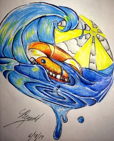 A life preserver — drawing by Randy Ellison